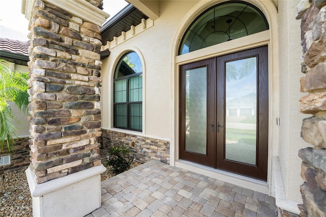 doorway to property with french doors