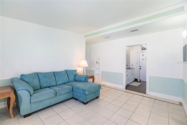 view of tiled living room