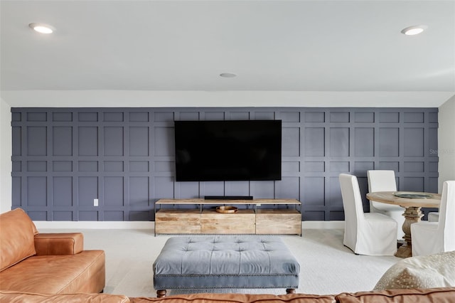 living room with carpet floors