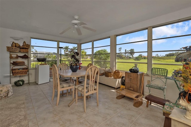 sunroom / solarium featuring ceiling fan and plenty of natural light