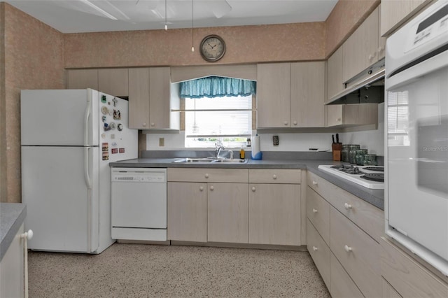 kitchen with white appliances and sink