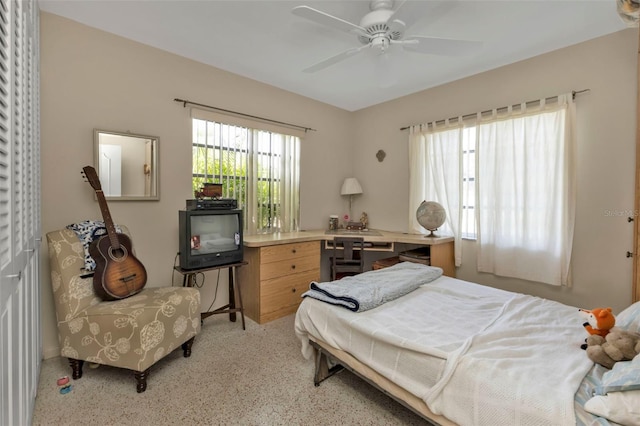 bedroom featuring ceiling fan