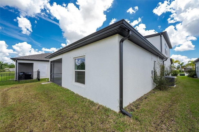 view of property exterior with a yard