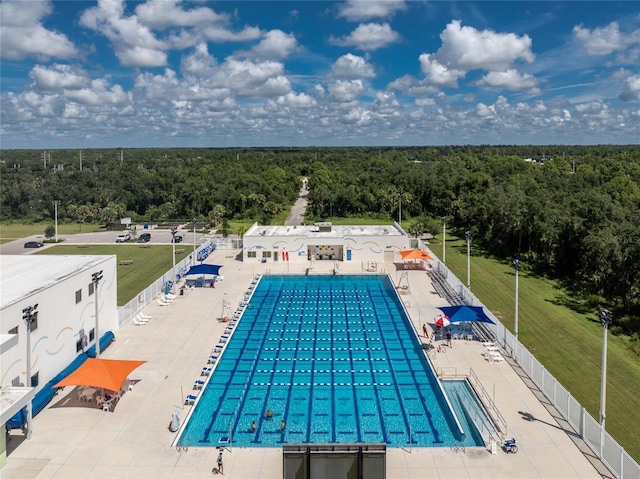 view of swimming pool with a patio