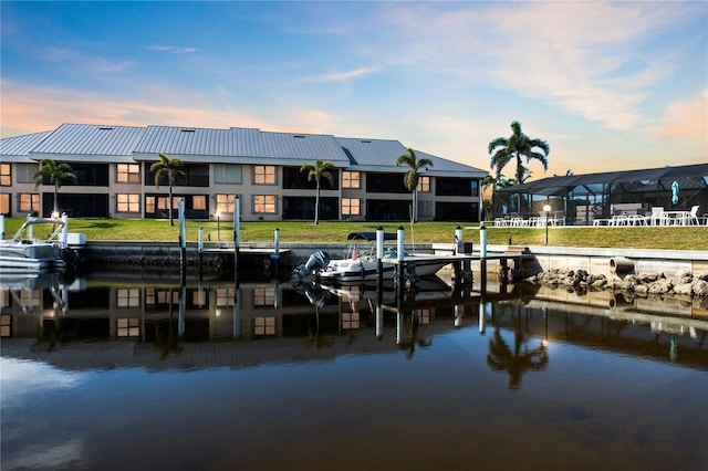 view of dock featuring a water view