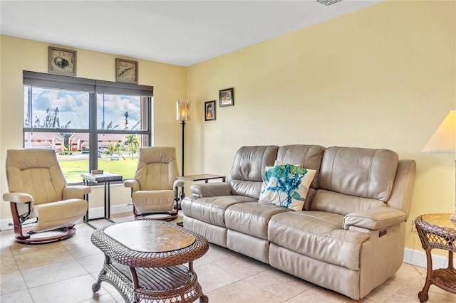 view of tiled living room