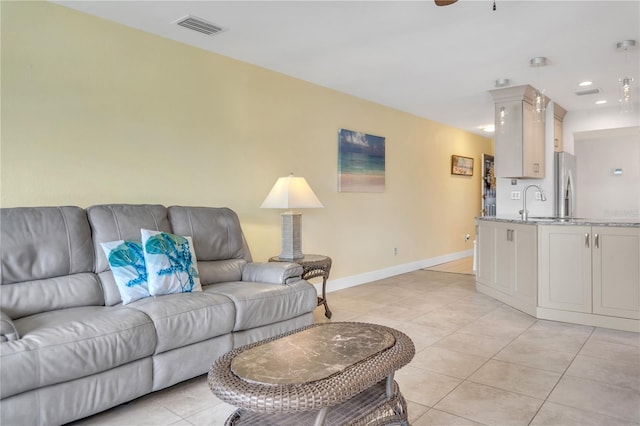 view of tiled living room