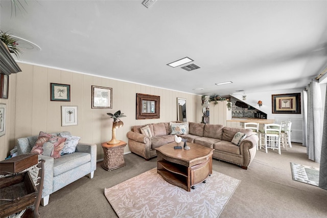 living room featuring carpet flooring