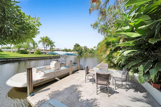 view of dock featuring a water view