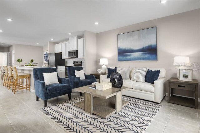 view of tiled living room