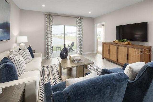 view of tiled living room