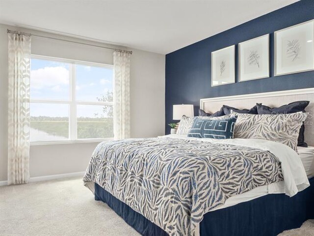 bedroom featuring multiple windows and carpet floors