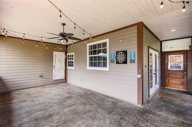 property entrance with a patio area