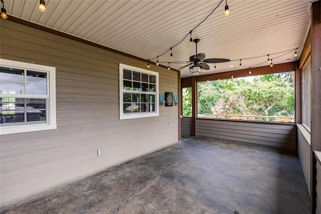 view of patio with ceiling fan