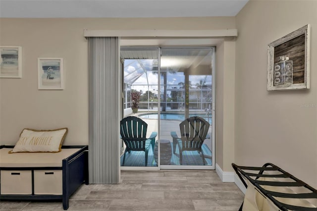 dining area with light hardwood / wood-style floors