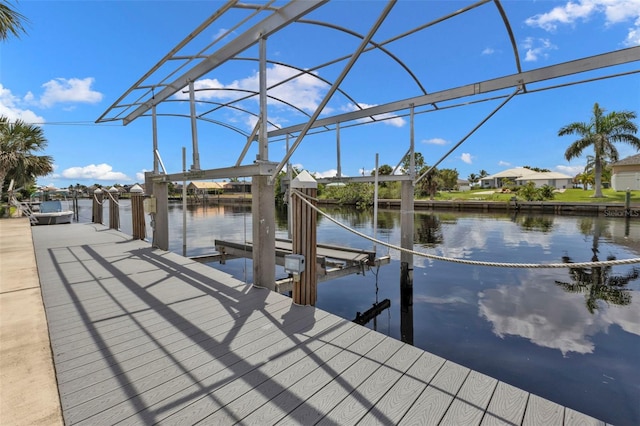 view of dock featuring a water view