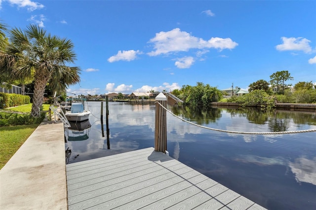 view of dock featuring a water view