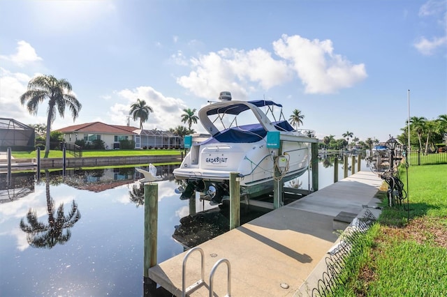 view of dock featuring a water view