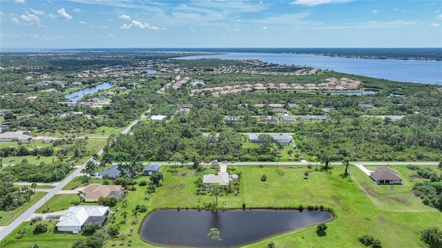 bird's eye view featuring a water view