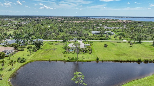 bird's eye view with a water view and a rural view