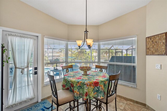 dining room featuring an inviting chandelier