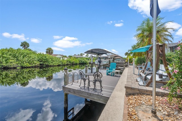 dock area featuring a water view