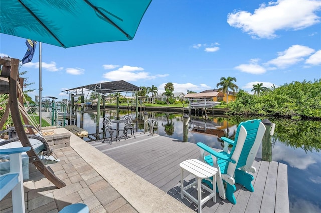 dock area featuring a water view