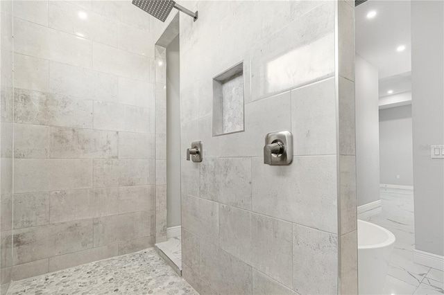 bathroom with plus walk in shower