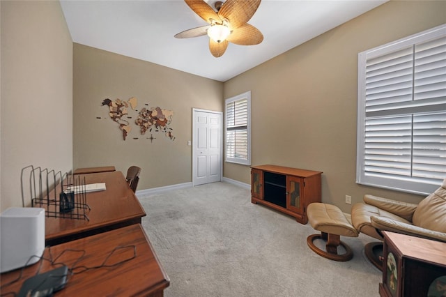 3959 San Rocco Ct Unit 911, Punta Gorda, FL 33950 - home office with carpet, ceiling fan, and baseboards
