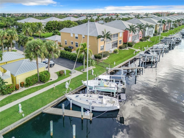 exterior space with a water view