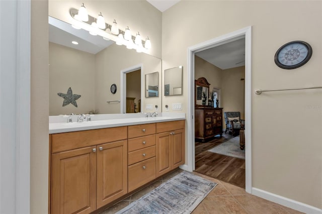 bathroom featuring vanity and tile patterned floors