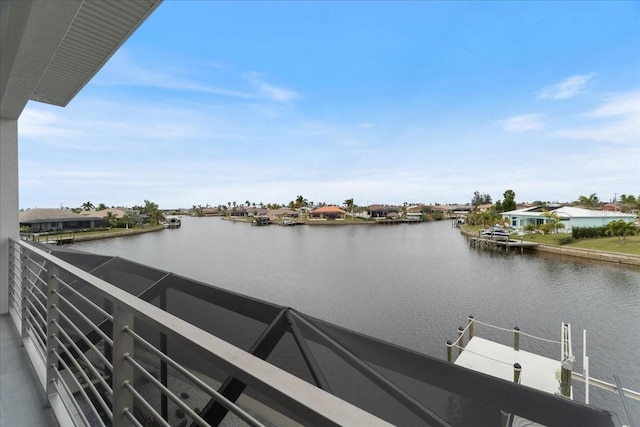 dock area featuring a water view