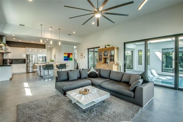 3715 NW 9th Ter, Cape Coral, FL 33993 - living room with ceiling fan and recessed lighting
