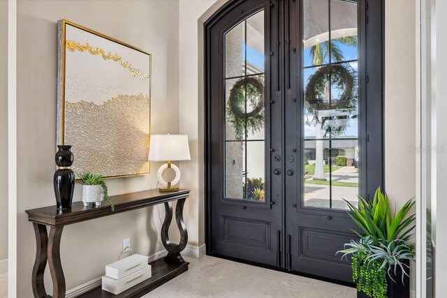 foyer with concrete floors