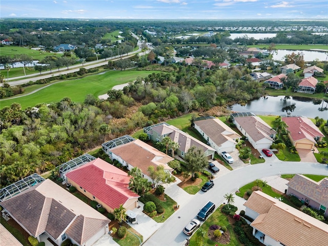 bird's eye view featuring a water view