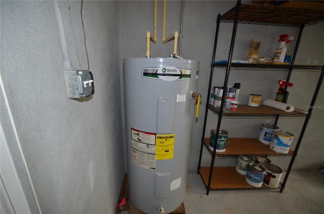 utility room with electric water heater