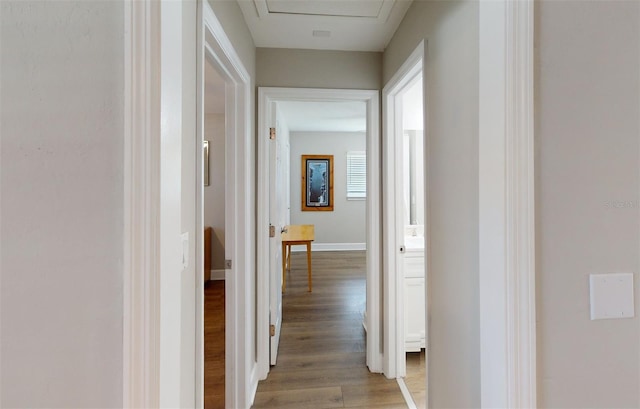 hall featuring light wood-type flooring