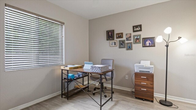 office featuring light wood-type flooring