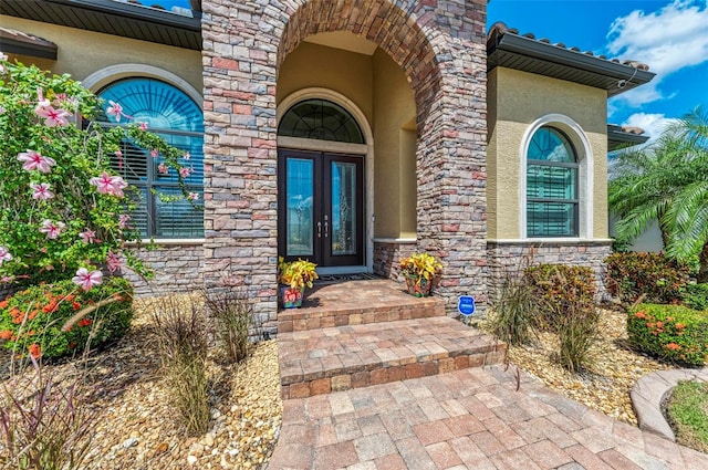 property entrance with french doors