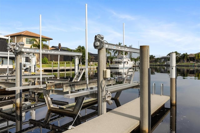 view of dock featuring a water view