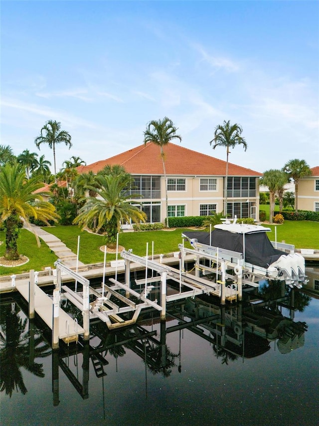 dock area featuring a water view