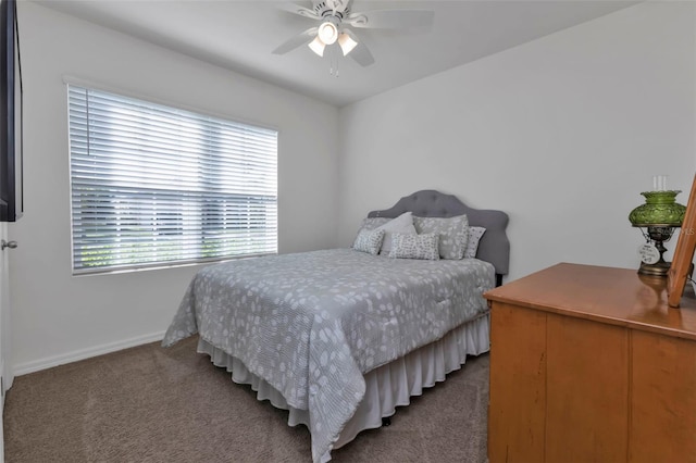 bedroom featuring carpet floors and ceiling fan