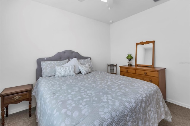 bedroom with carpet floors and ceiling fan