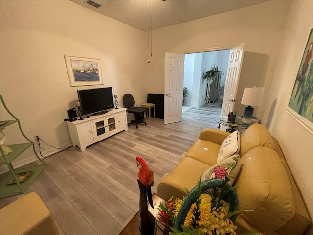 living room with light wood-type flooring