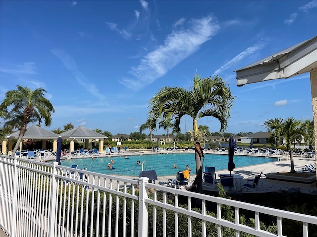 view of pool with a gazebo