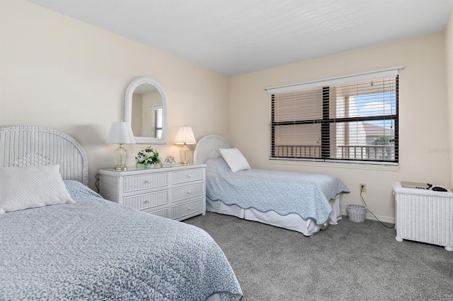 bedroom featuring radiator and carpet flooring