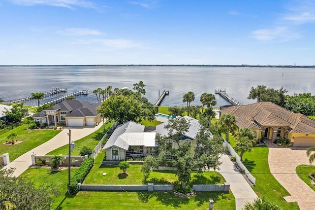 bird's eye view featuring a water view