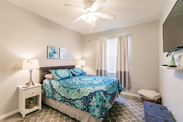 bedroom featuring ceiling fan