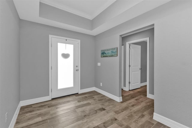 foyer entrance with light wood-type flooring