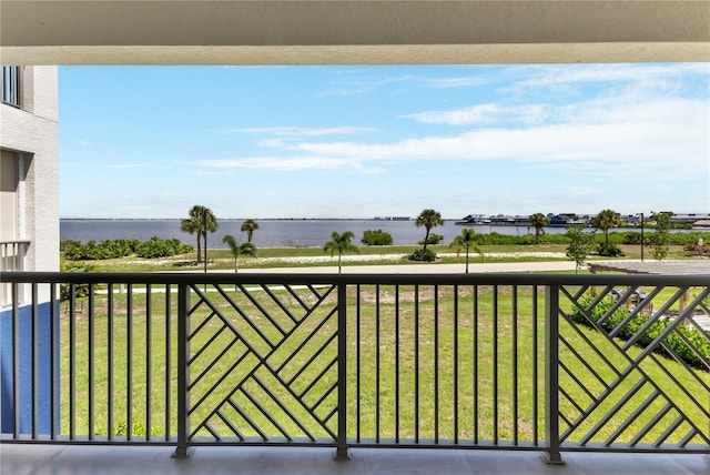 balcony with a water view